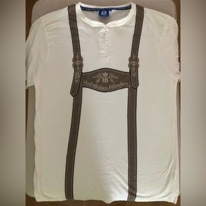 Hofbrauhaus Munchen T-Shirt Men's XXL Oktoberfest Cotton Faux Lederhosen NWOT